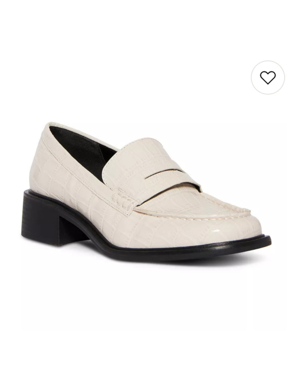 Madden Girl Picadilly Loafers Cream Croc Embossed